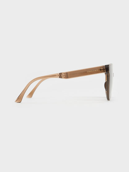 CHARLES & KEITH Premium / Brea Foldable Aviator Sunglasses - Chestnut Brown