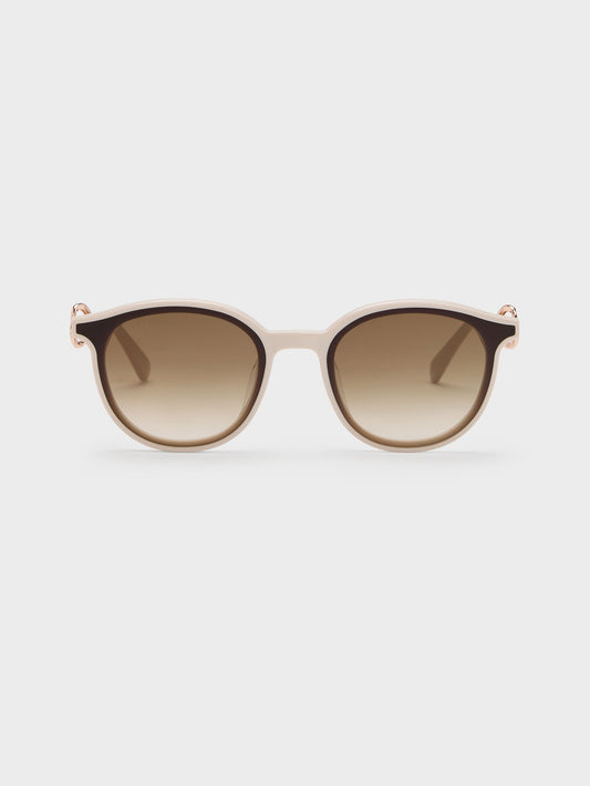 CHARLES & KEITH Top Pick / Ciara Heart-Motif Sunglasses - Oat
