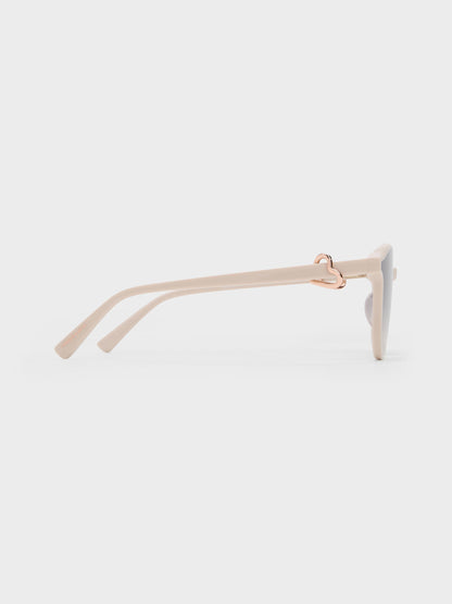 CHARLES & KEITH Top Pick / Ciara Heart-Motif Sunglasses - Oat