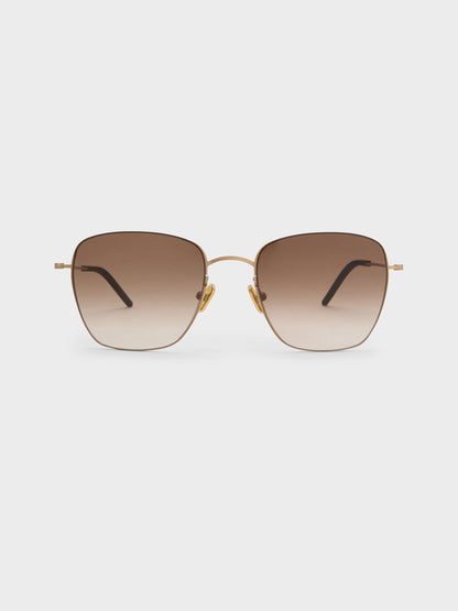 CHARLES & KEITH Recommended / Miranda Square Sunglasses - Light Gold