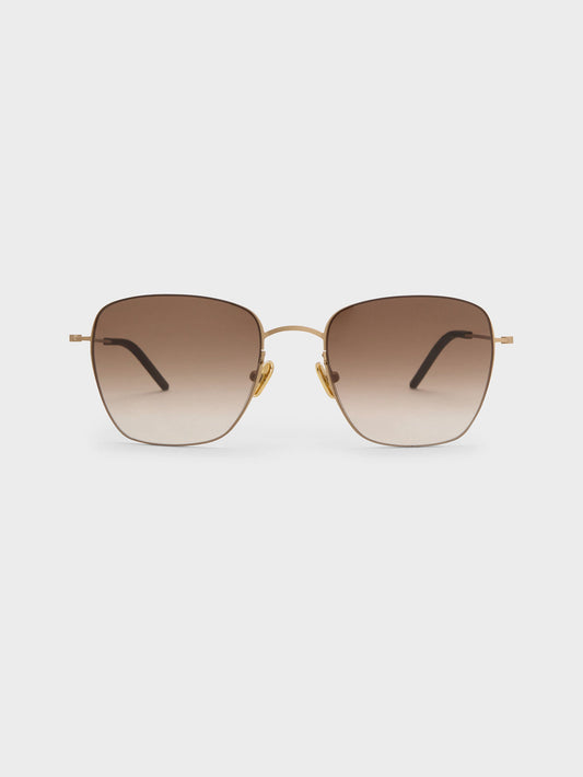 CHARLES & KEITH Recommended / Miranda Square Sunglasses - Light Gold