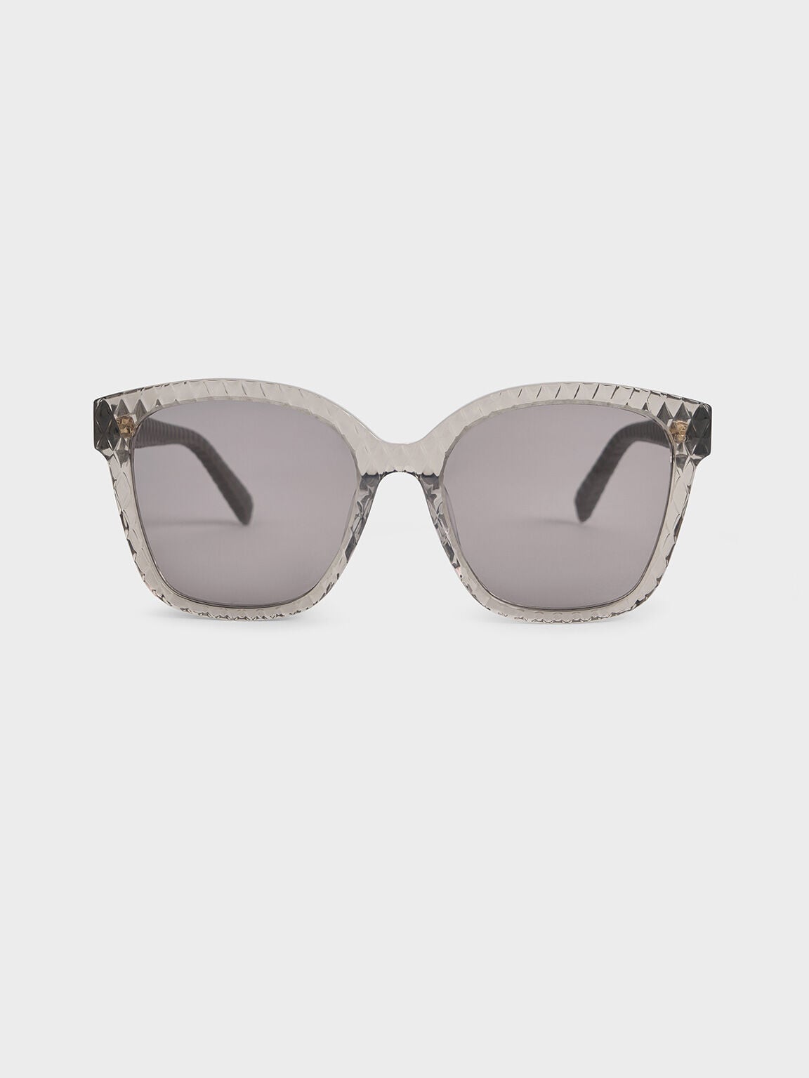 CHARLES & KEITH Smart Buy / Leather Quilted Sunglasses - Grey