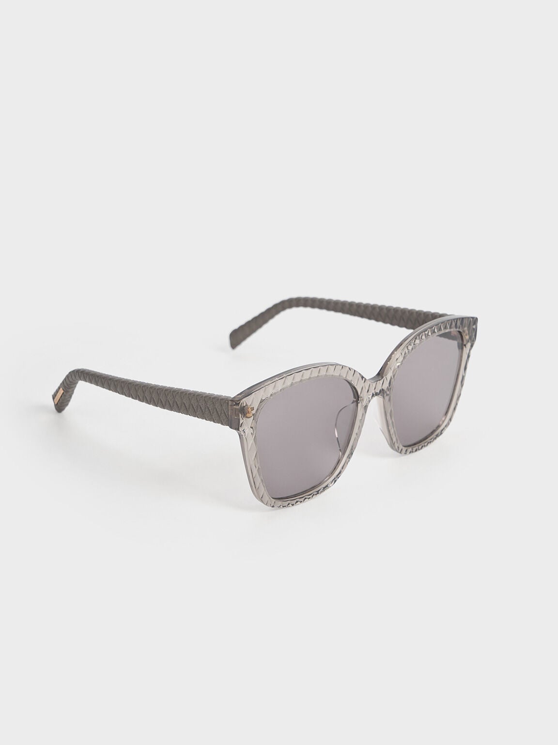 CHARLES & KEITH Smart Buy / Leather Quilted Sunglasses - Grey