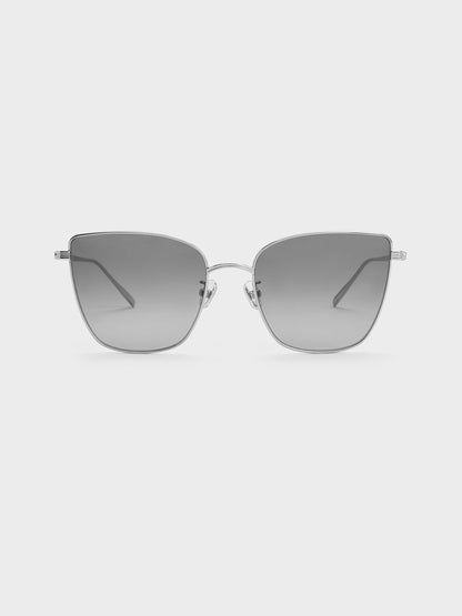 CHARLES & KEITH Smart Buy / Livonia Crystal Square Sunglasses - Silver