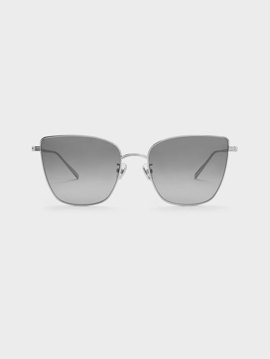 CHARLES & KEITH Smart Buy / Livonia Crystal Square Sunglasses - Silver