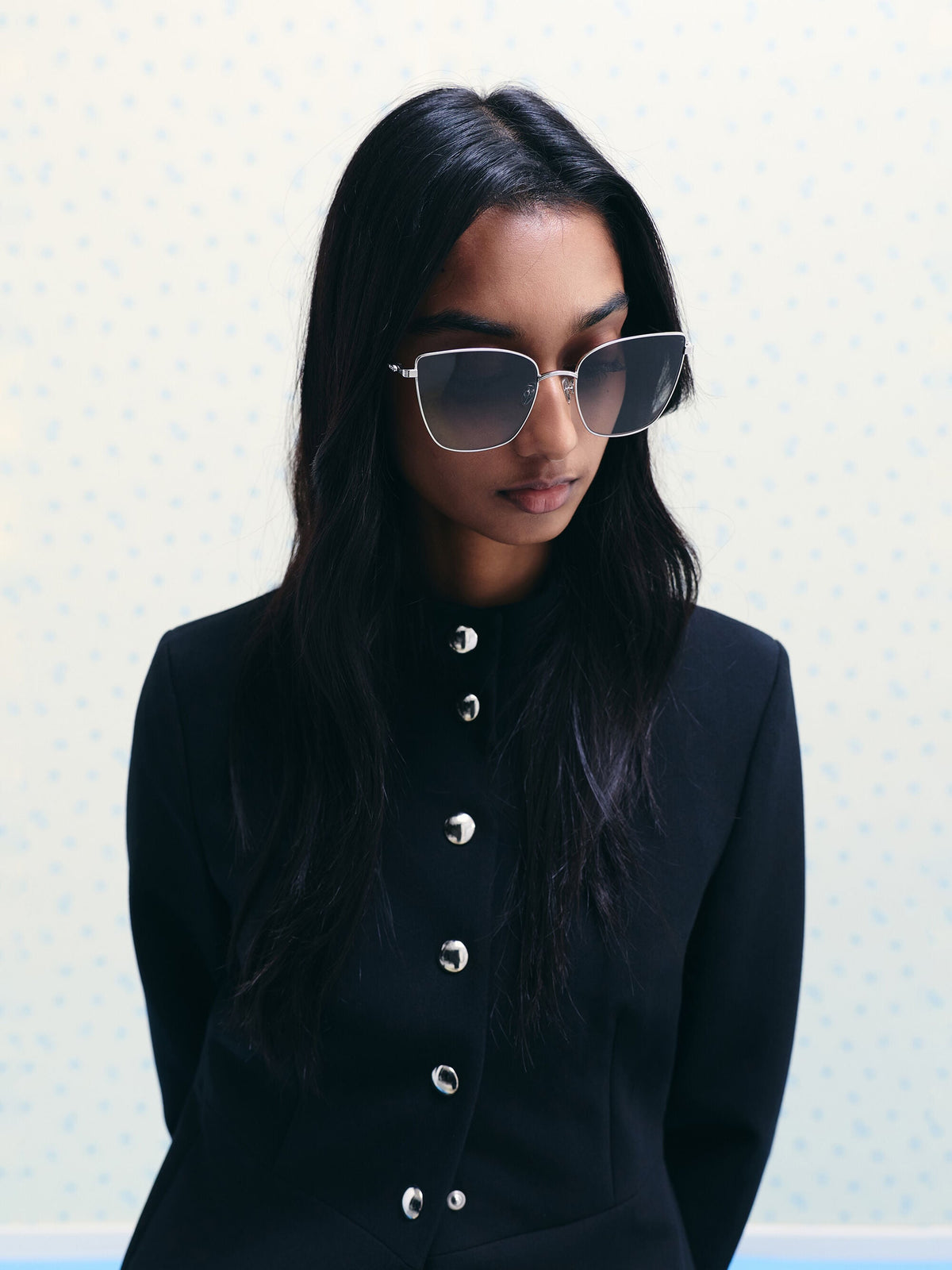 CHARLES & KEITH Smart Buy / Livonia Crystal Square Sunglasses - Silver
