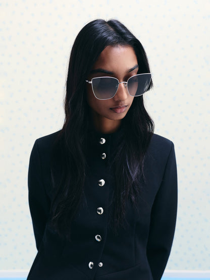 CHARLES & KEITH Smart Buy / Livonia Crystal Square Sunglasses - Silver