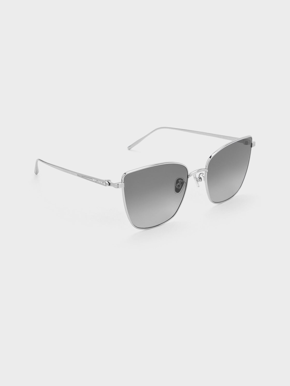 CHARLES & KEITH Smart Buy / Livonia Crystal Square Sunglasses - Silver