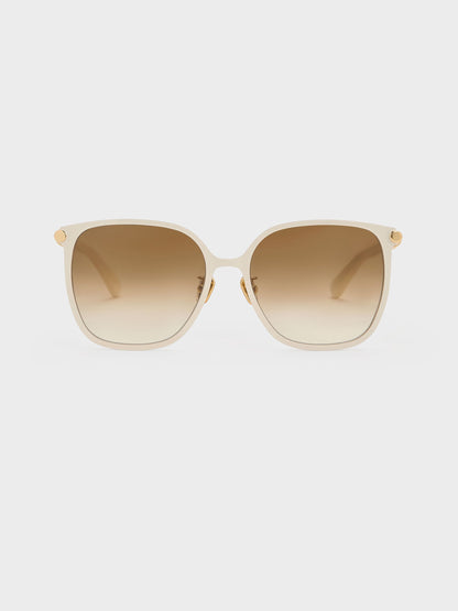 CHARLES & KEITH Discount / Ophelia Square Sunglasses - Cream